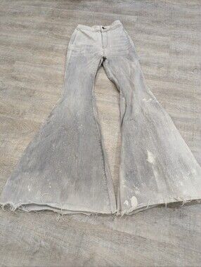 Free People Light Gray Washed Flare Jeans